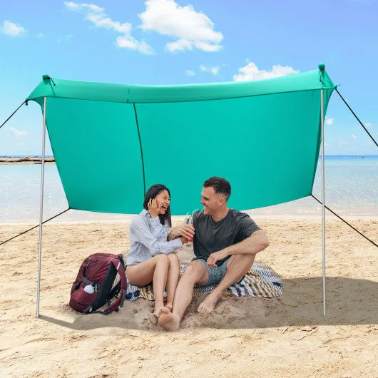 10 x 10 Feet Large Beach Sunshade Beach Tent Canopy with Sandbags-Green