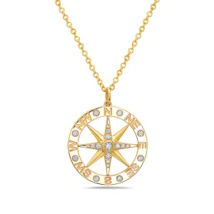 14k Gold Compass Pendant