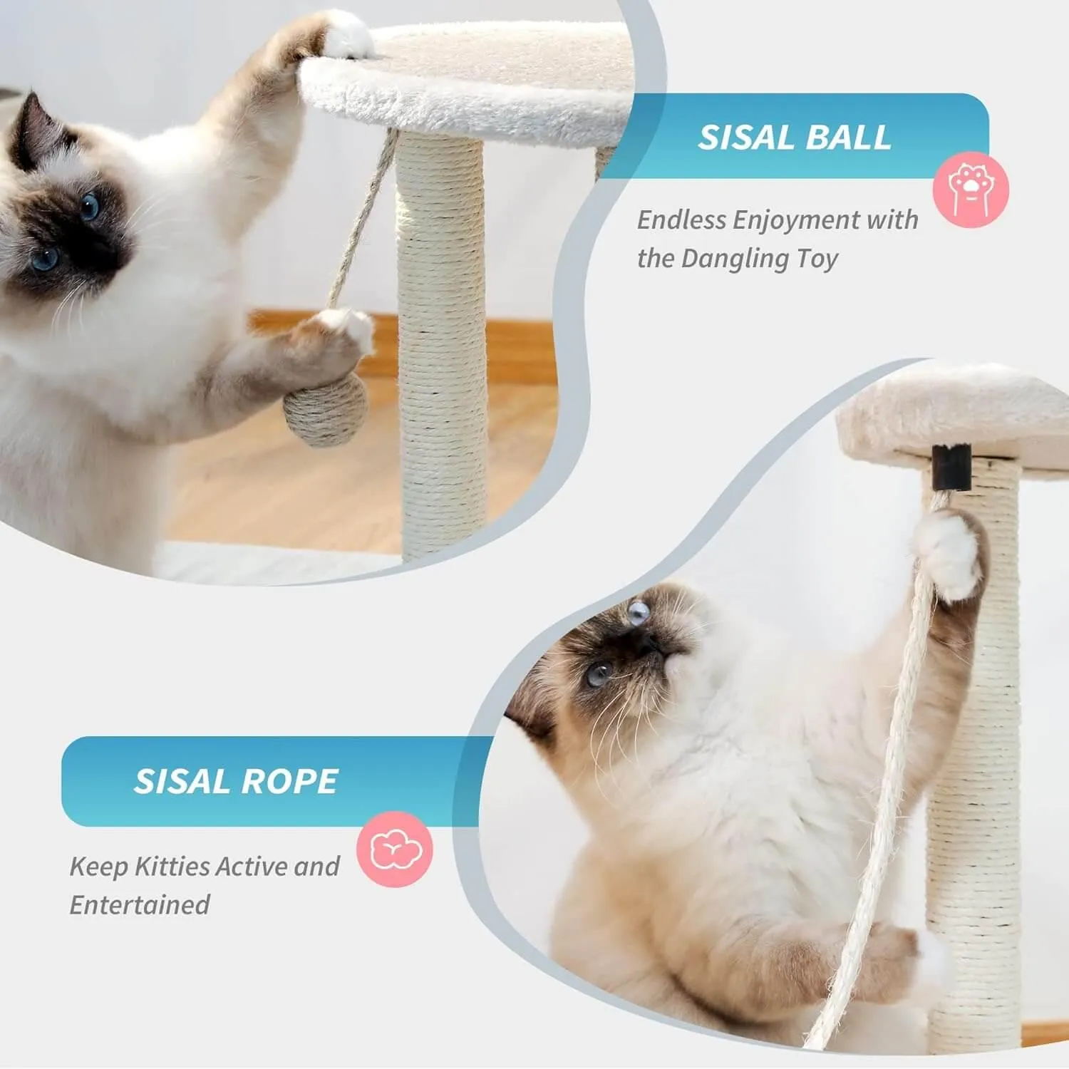 17" 4 in 1 Kitten Scratch Toy with Hanging Ball