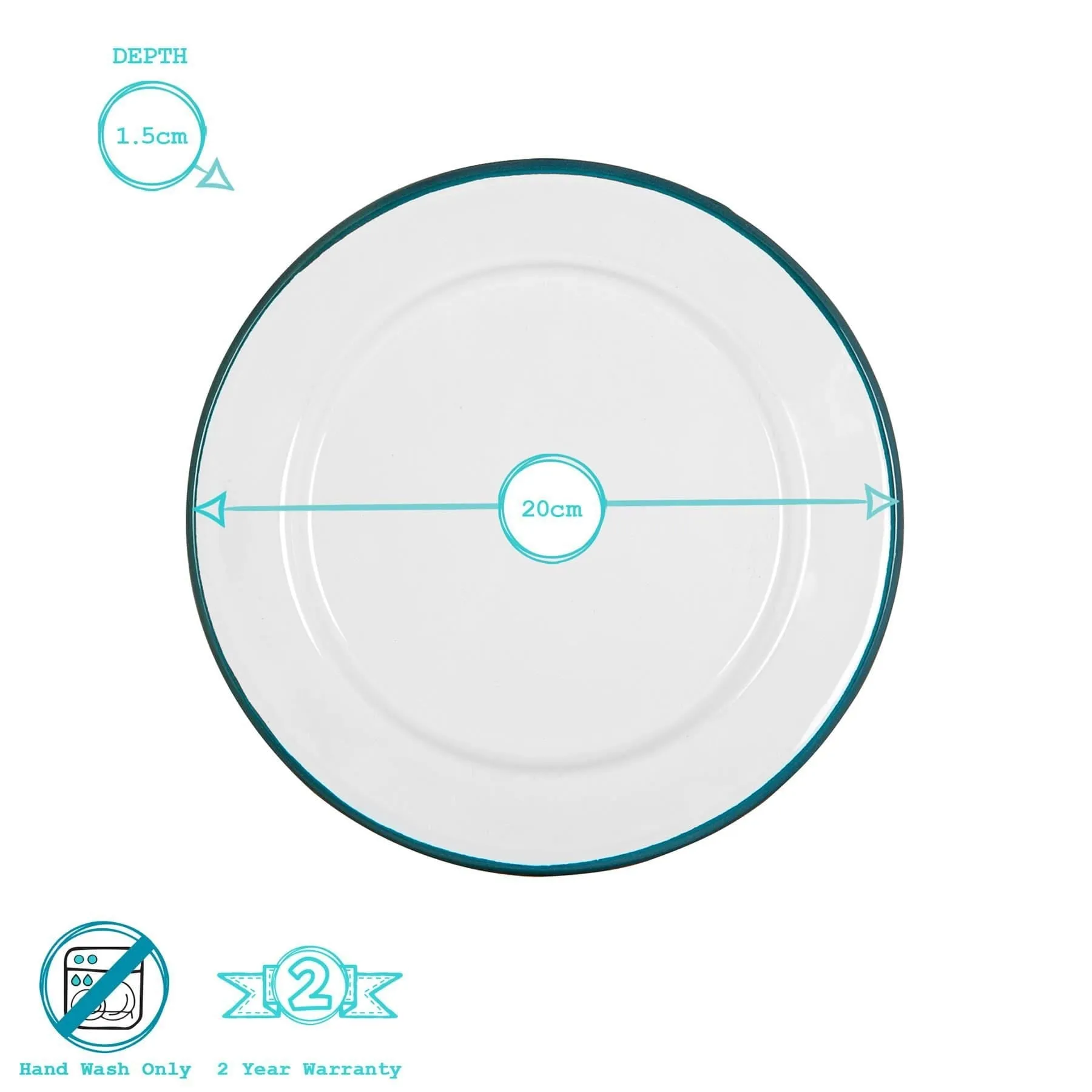 20cm White Enamel Side Plate - By Argon Tableware