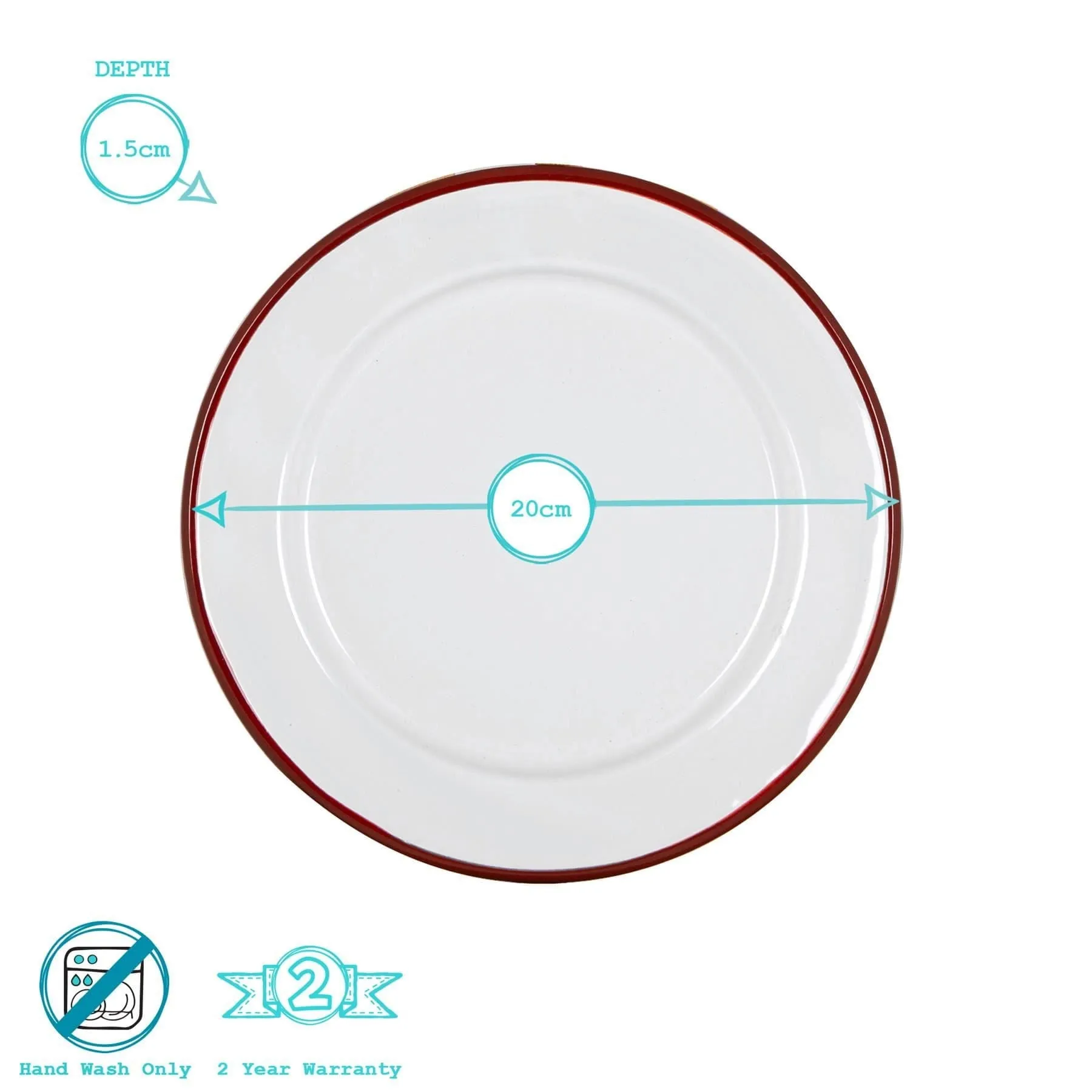 20cm White Enamel Side Plate - By Argon Tableware