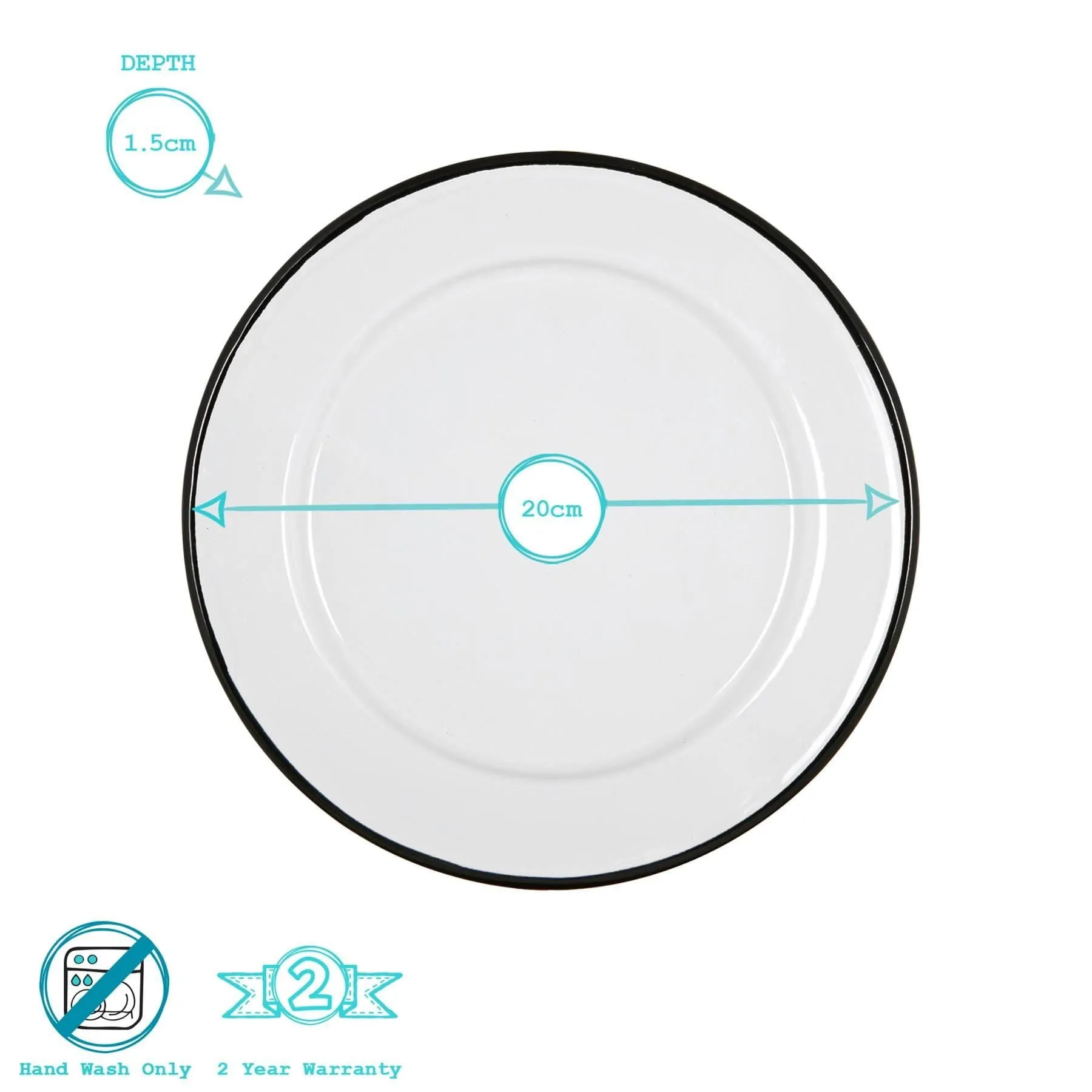 20cm White Enamel Side Plate - By Argon Tableware