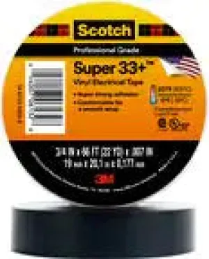 3M™ Scotch® Super 33 ™ Vinyl Electrical Tape, Black, 3/4 inch x 66 ft