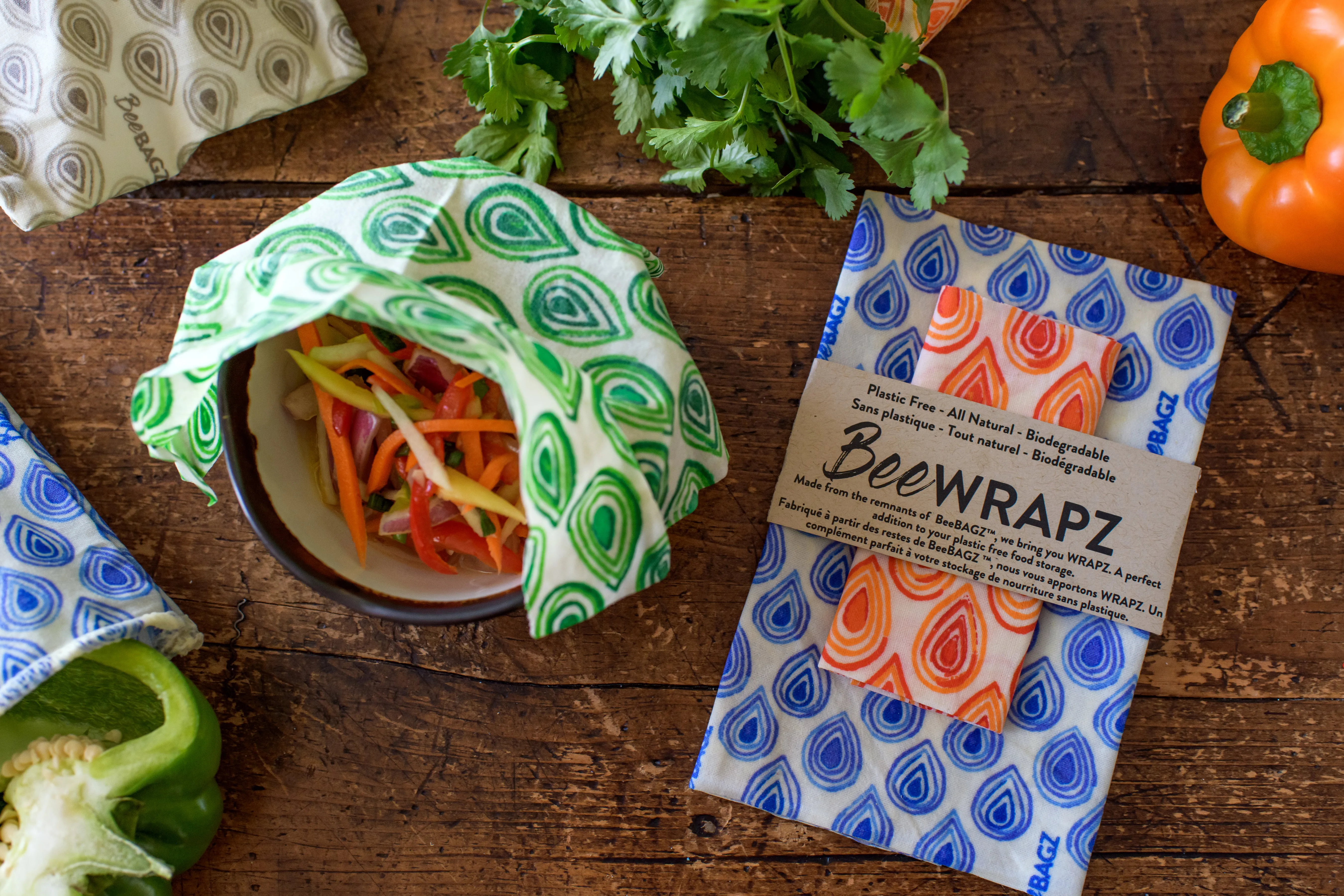 BeeWRAPZ™ Pack of 2 - Beeswax Reusable Food Wraps