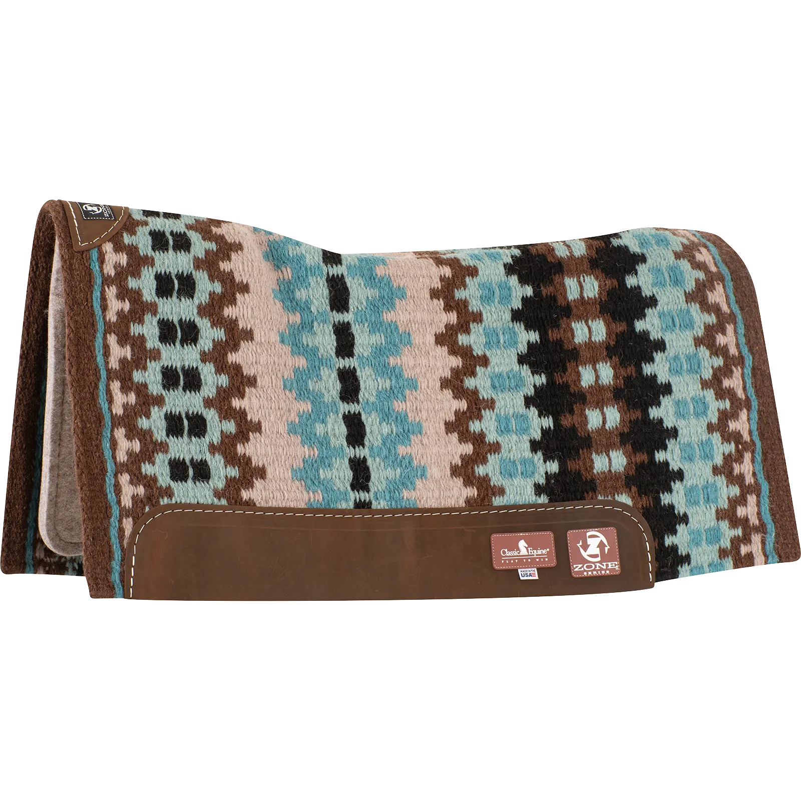 Classic Equine 32"X34" 3/4" Zone Blanket Top Saddle Pad- Chestnut/Turquoise