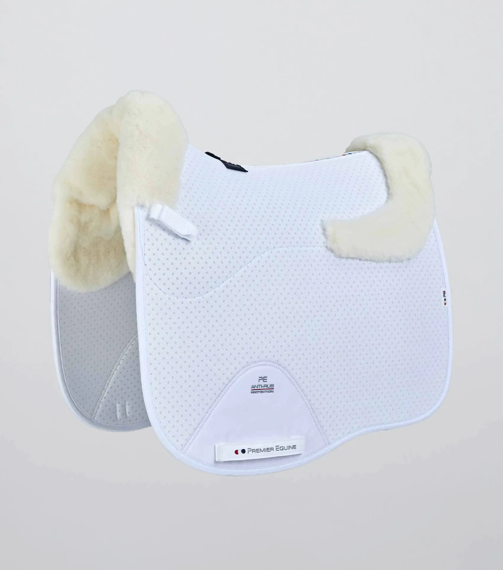 Close Contact Airtechnology Shockproof Wool Saddle Pad - Dressage Square White/Natural Wool