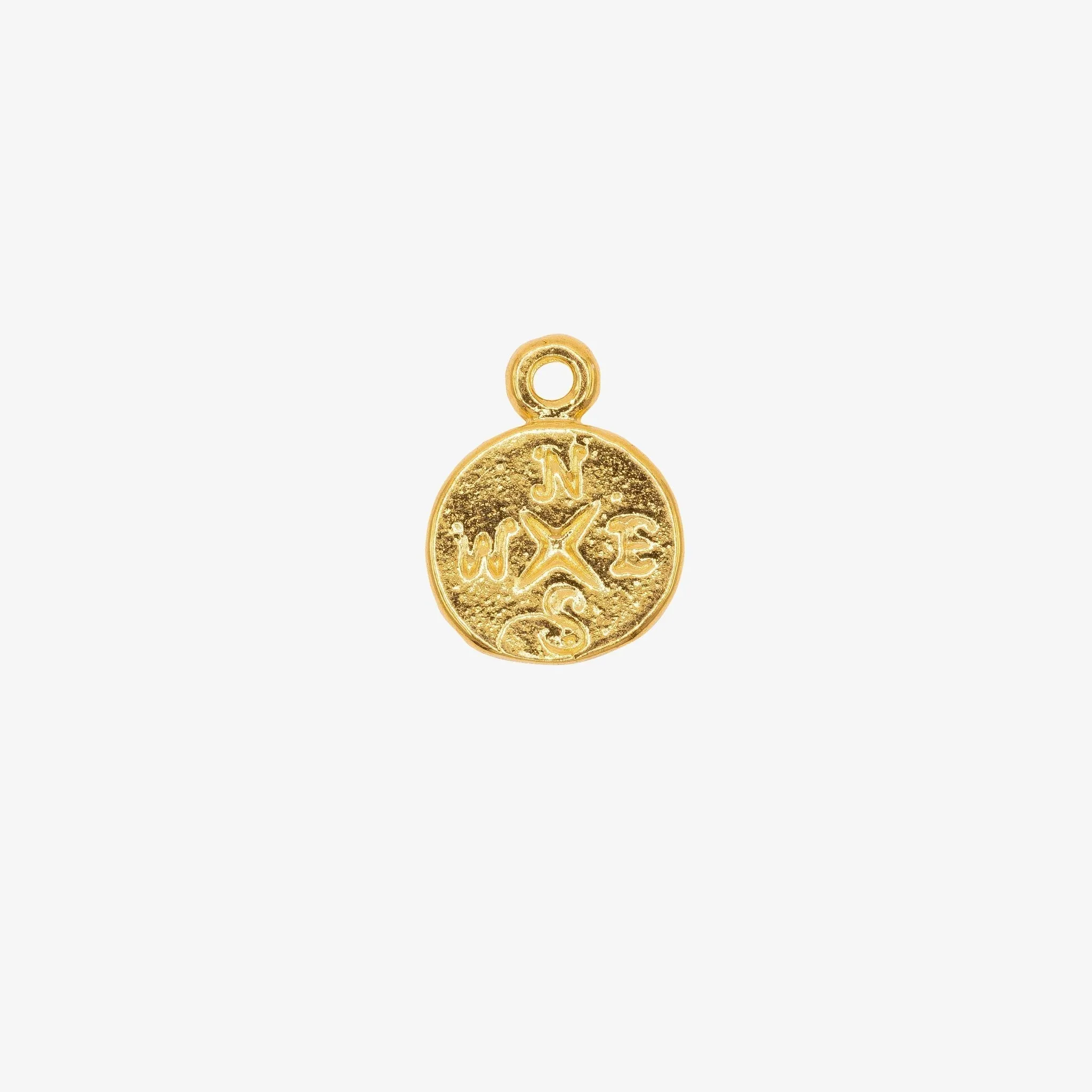 Compass Circle Charm Wholesale 14K Gold, Solid 14K Gold, G158