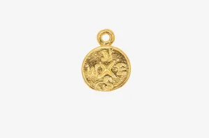 Compass Circle Charm Wholesale 14K Gold, Solid 14K Gold, G158