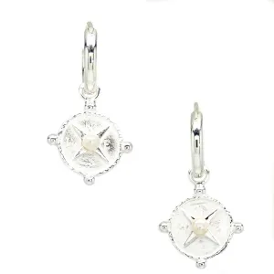 Compass Sleepers Earrings Silver