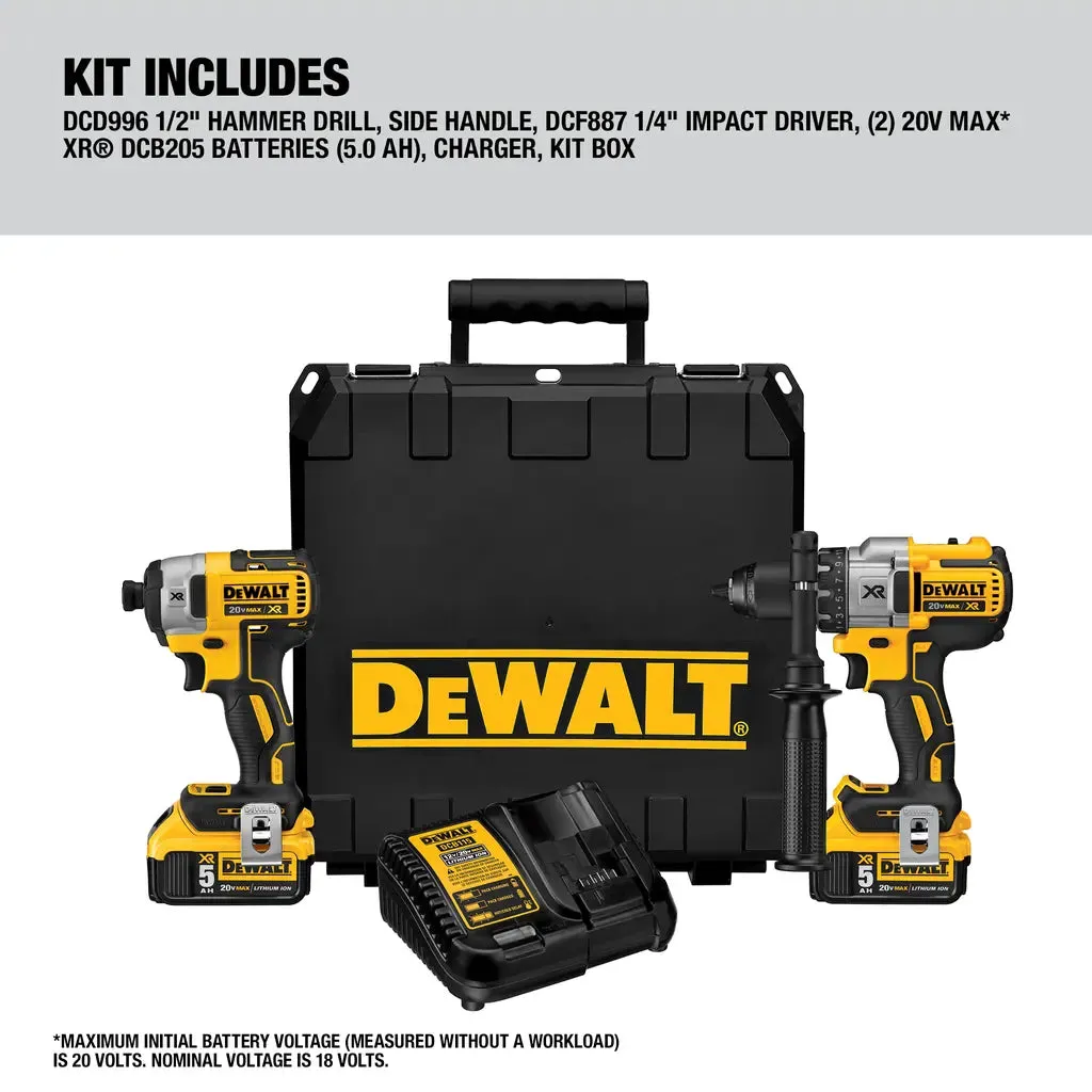 DeWalt 20V MAX* XR‚® Cordless Hammer Drill and Impact Driver Combo Kit