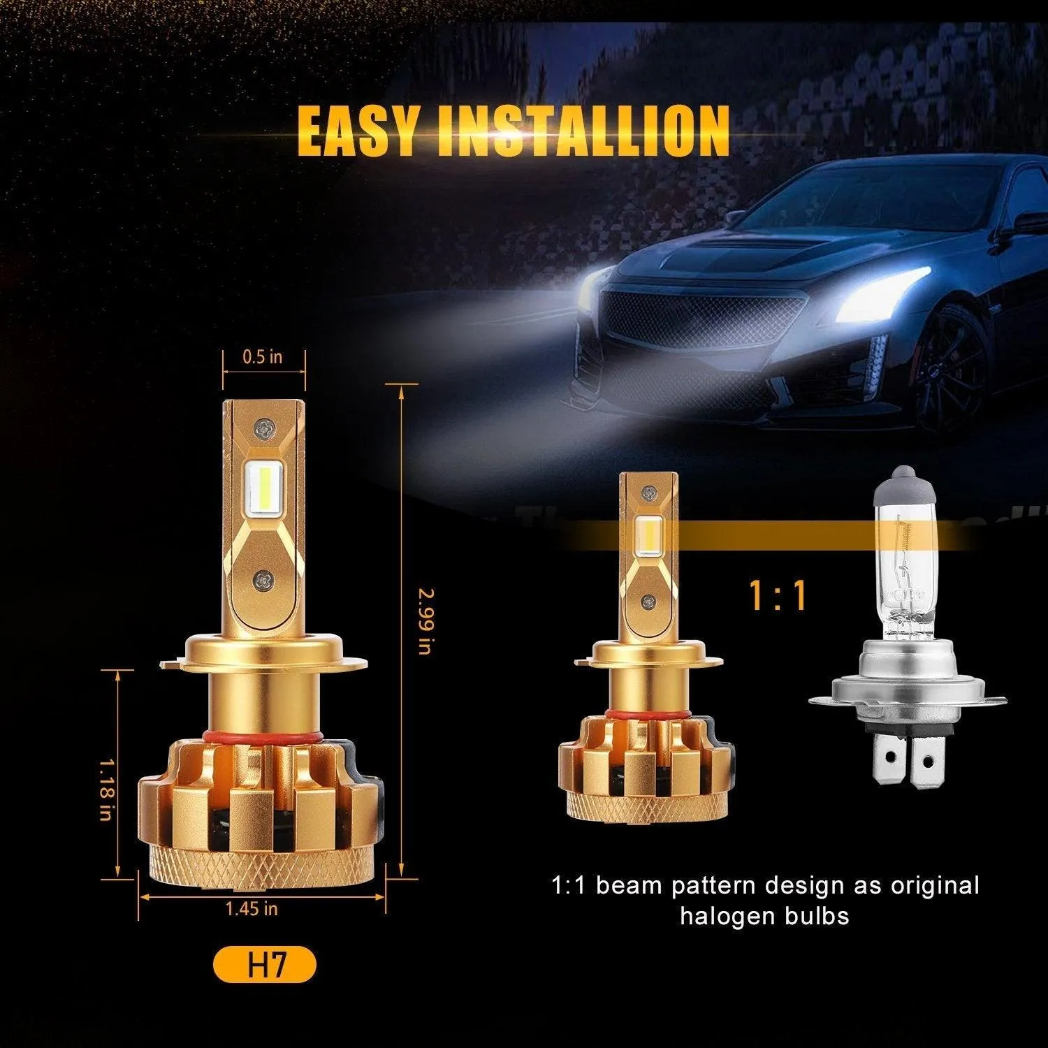 For 2001-2006 Mercedes-Benz CLK55 AMG with Halogen Headlamps F-16 Plus Series Built-in Canbus LED Light Bulbs High Low Beam Bundle