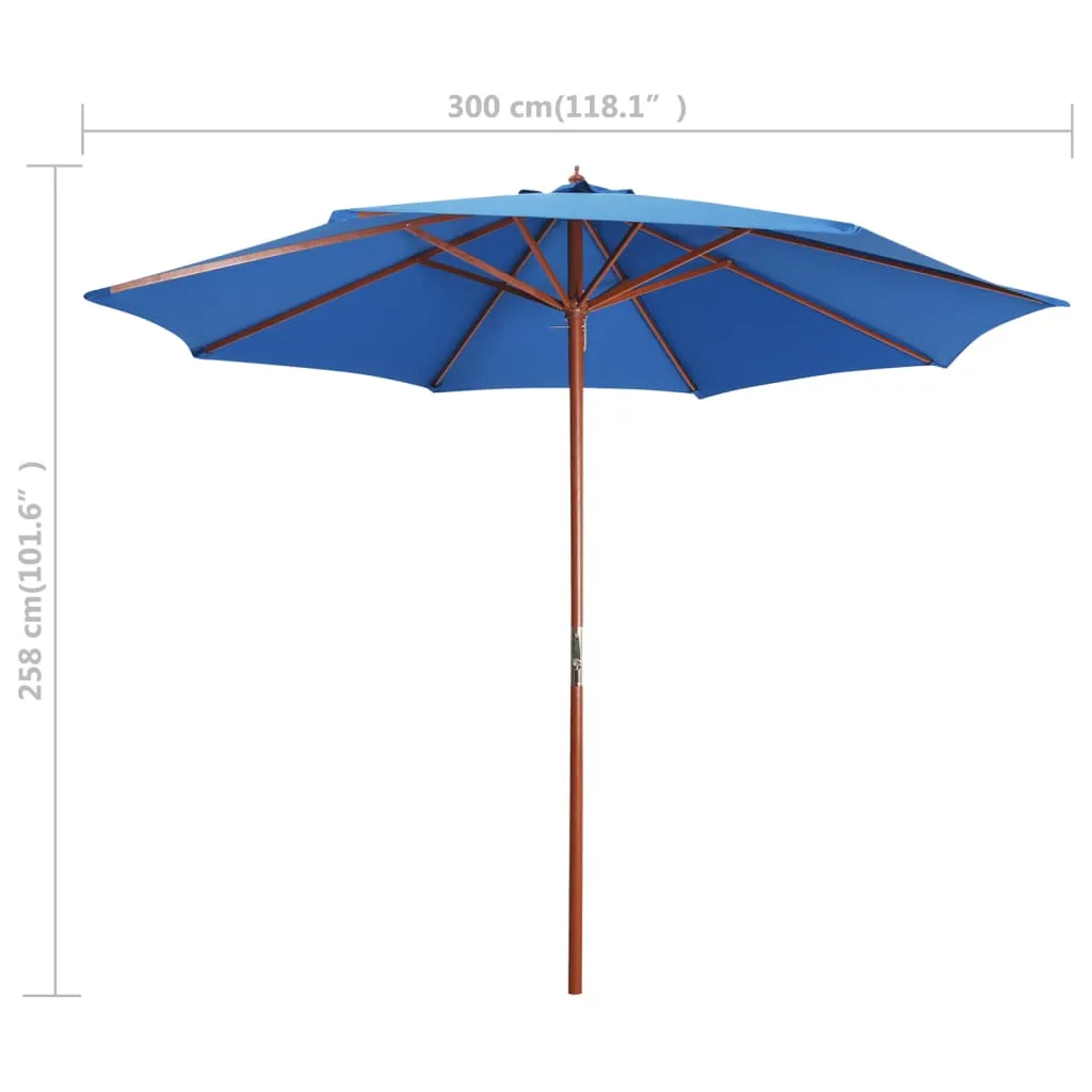 Garden Parasol with Wooden Pole 300x258 cm Blue