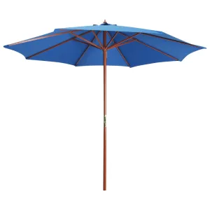 Garden Parasol with Wooden Pole 300x258 cm Blue