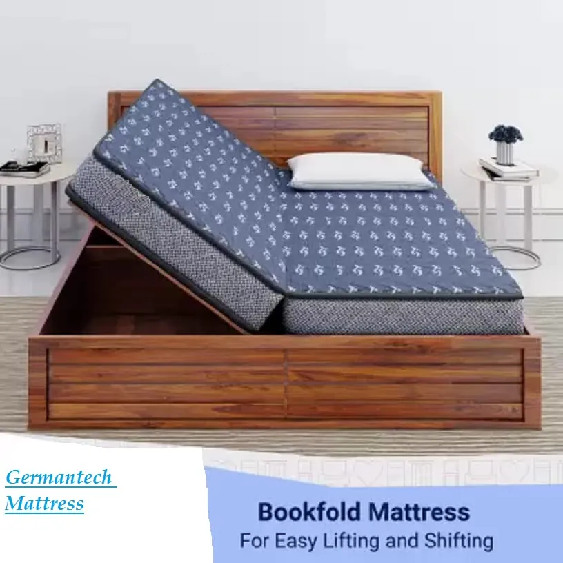 Germantech Bookfold Dual Comfort 6 Inch Bed Mattress Folding Foam Firm & Soft Mattress Superior Comfort and Anti Microbial Fabric (72x72x6 Inch)