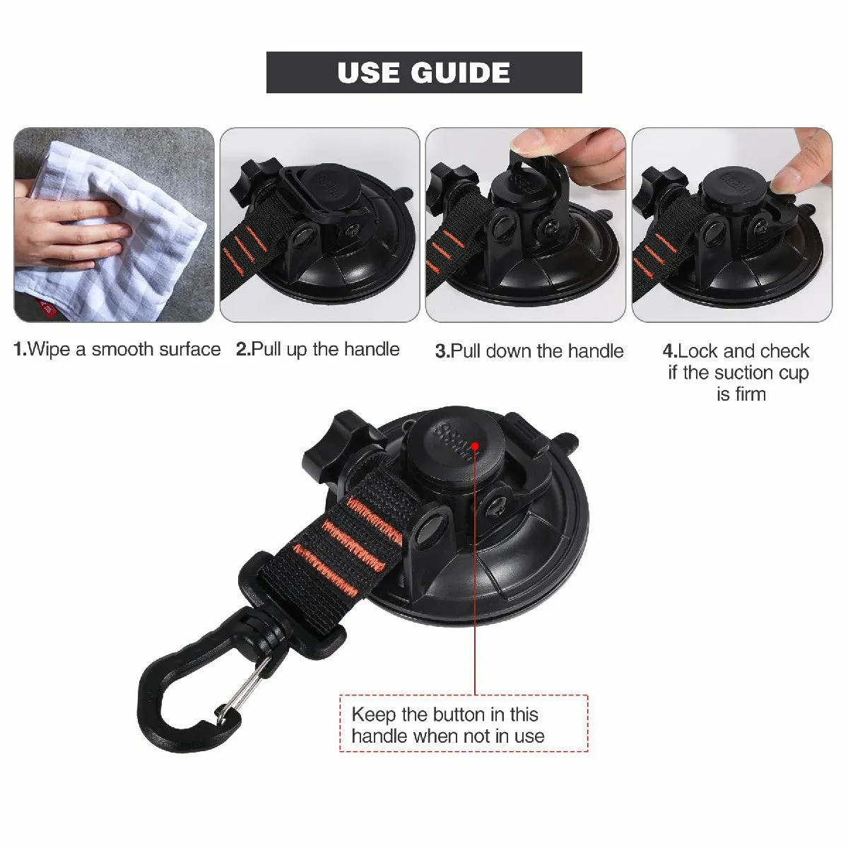 Heavy Duty Suction Cup Anchor with Securing Hook Tie Down