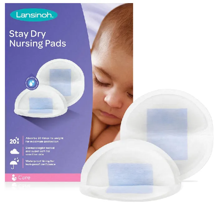 Lansinoh Stay Dry Disposable Nursing Pads, Soft and Super Absorbent Breast Pads 60 Count