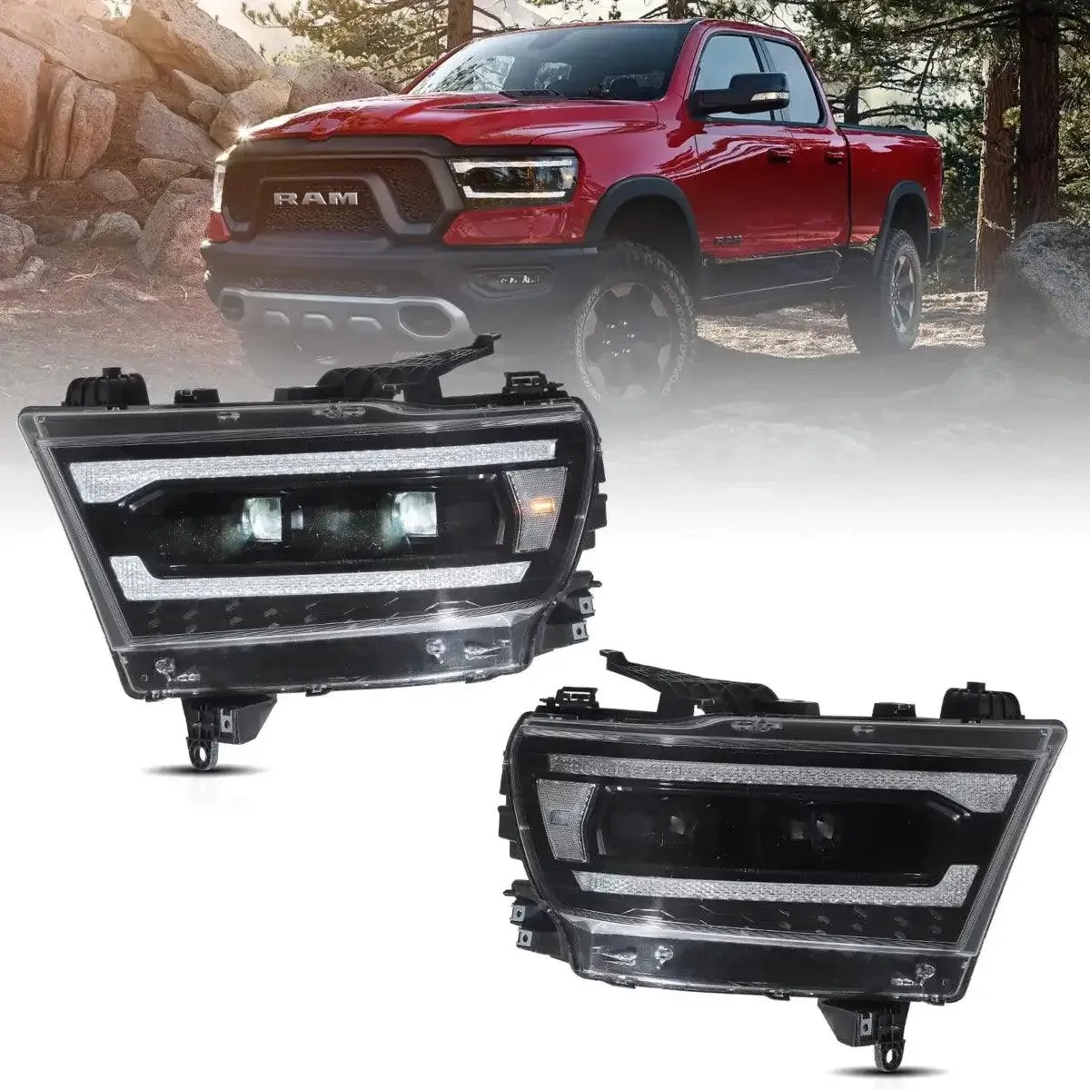 LED Headlight Assembly For 2019-2024 Dodge Ram 1500