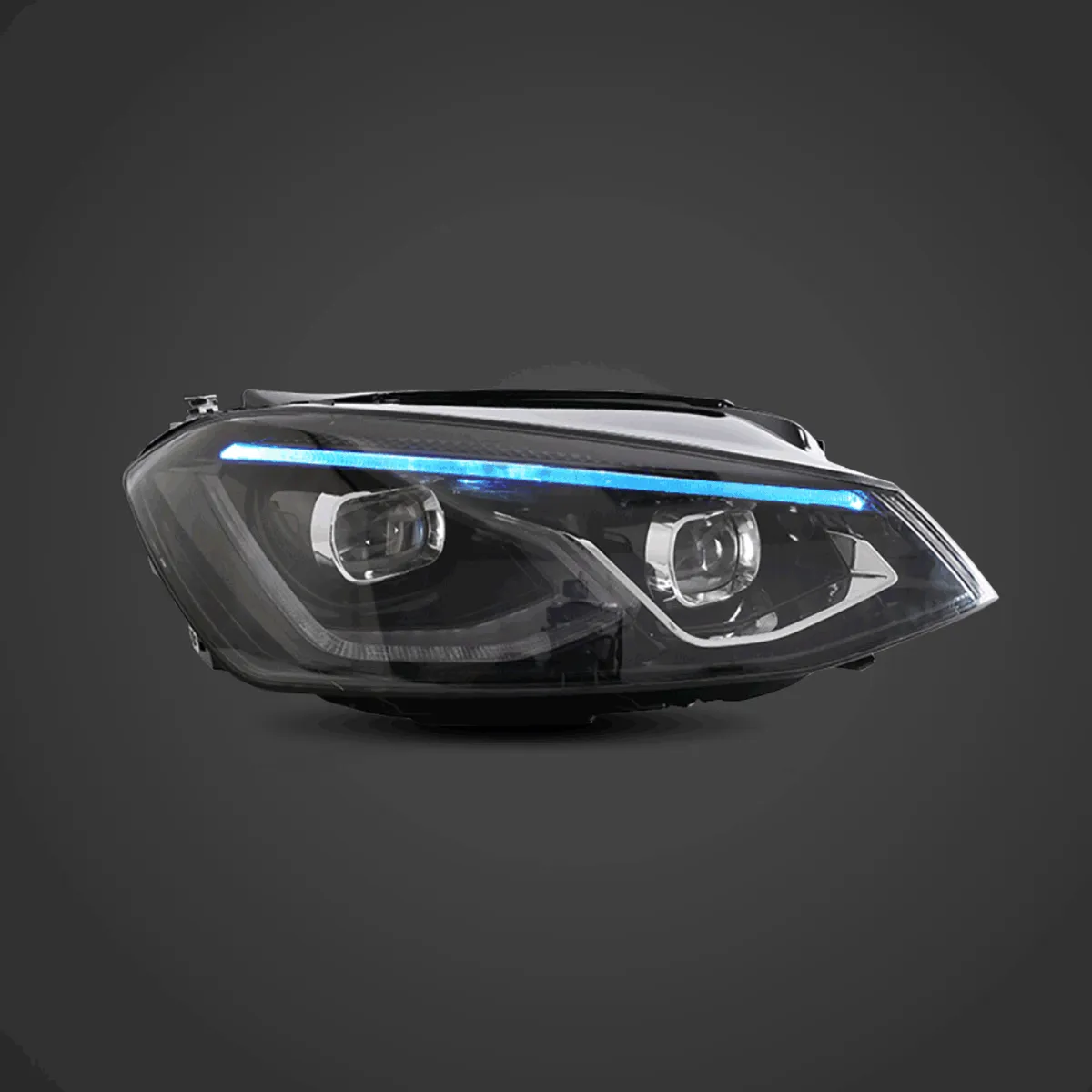 LED Headlight Assembly HID Dual Beam Projector Black For 2014-2017Volkswagen Golf 7th Gen (Mk7, Typ 5G) Hatchback