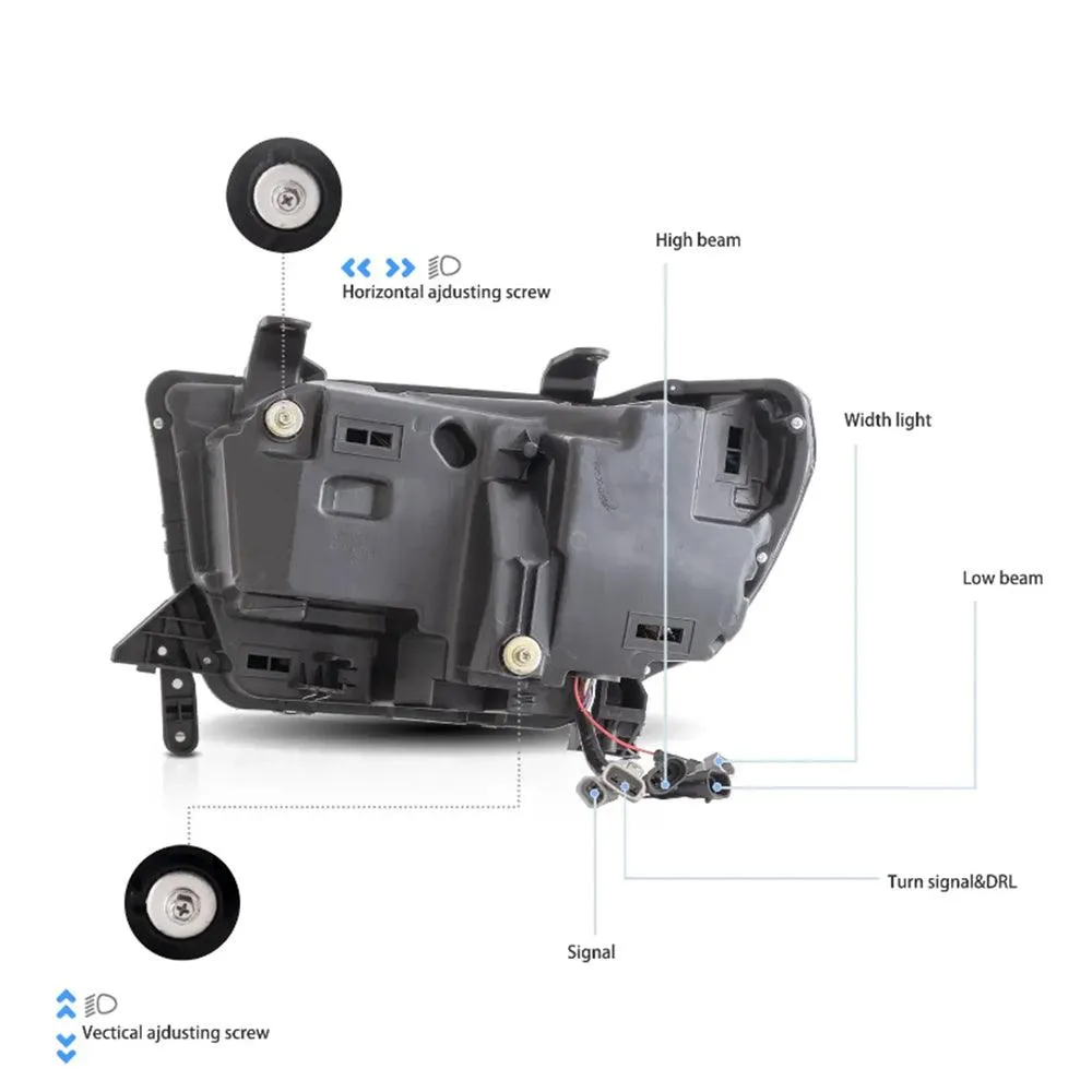 LED Headlight Assembly Matrix Projector Black For 2007-2013 Toyota Tundra 2th Gen (XK50) & 2008-2021 Toyota Sequoia SR5 2th Gen (XK60)