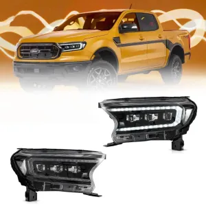 LED Headlight Assembly Matrix Projector Black For 2015-2021 Ford Ranger 3th Gen P375 [Inrternational Types] Facelift