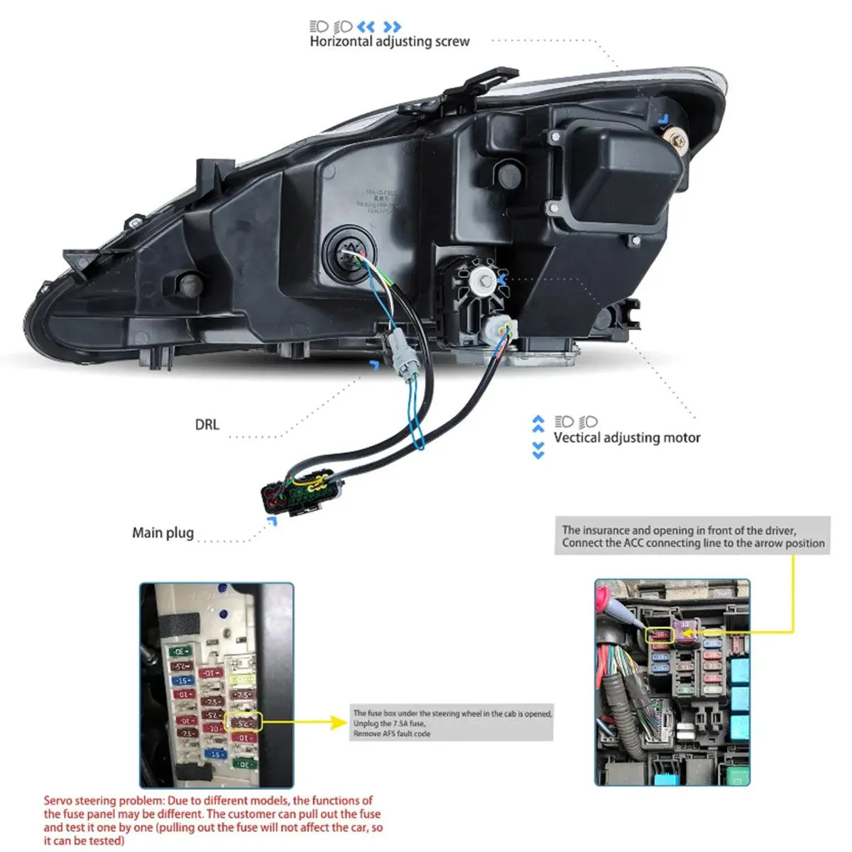 LED Headlight Assembly Matrix Projector With Blue DRL For 2006-2012 Lexus IS250/IS250C/IS350/IS220d & 2008-2014 ISF(XE20)