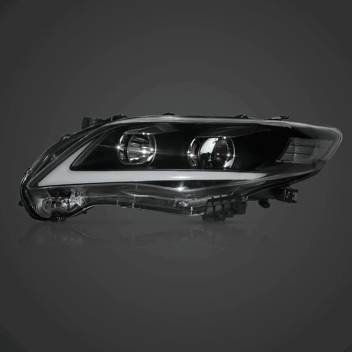 LED Headlight Assembly Projector Black For 2011-2013 Toyota Corolla 10th Gen (E140 Wide-Body) Facelift