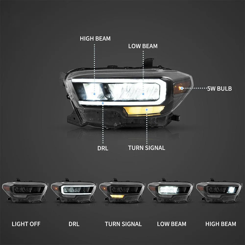 LED Headlight Assembly Reflection Bowl Chrome For 2016-2023 Toyota Tacoma 3th Gen (N300)