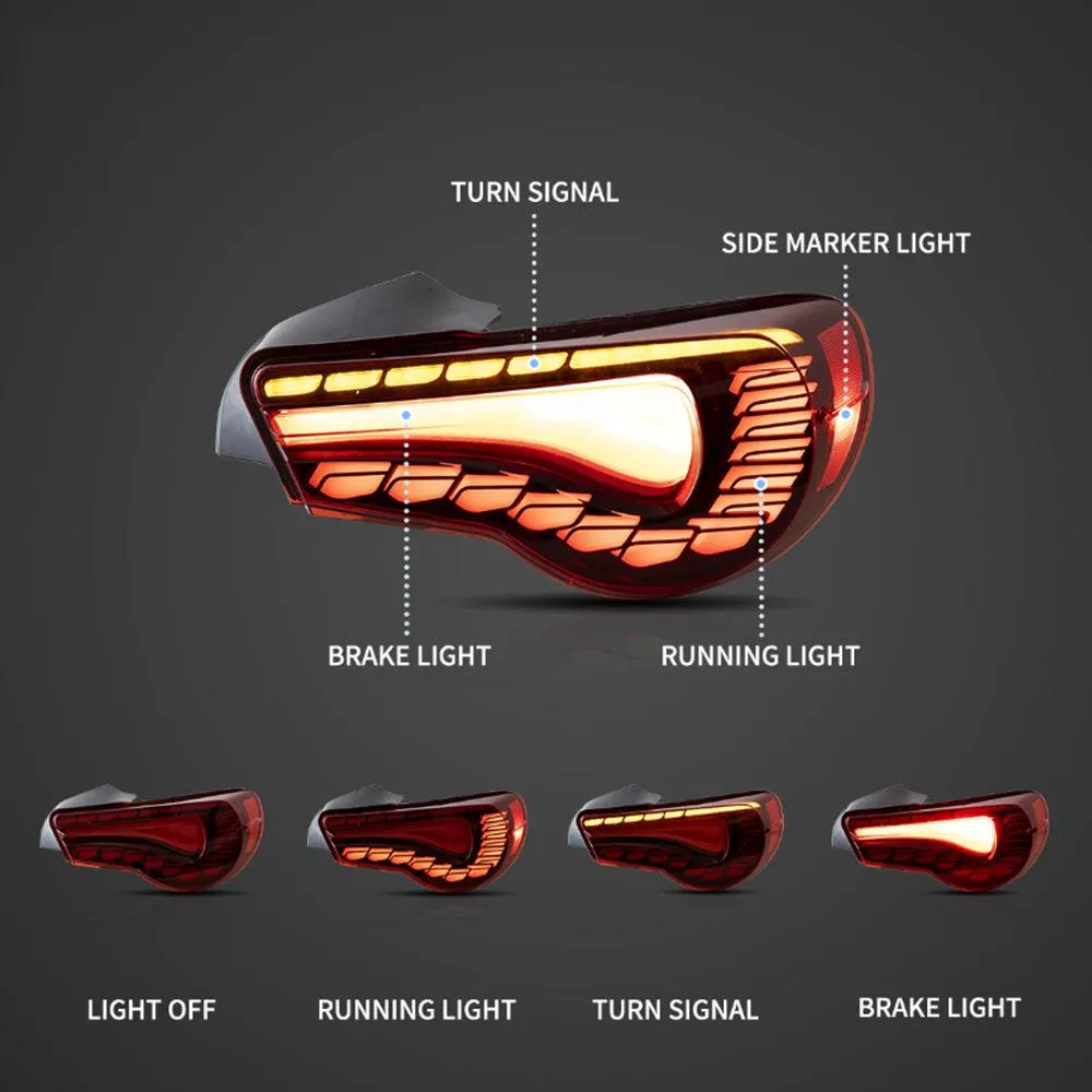 LED Tail Lights Assembly Sequential Turn Signal With Dynamic Welcome Lighting [Dragon Style] For 2012-2020 Toyota 86 GT86 FT86 2013-2020 Subaru BRZ 2013-2020 Scion FR-S