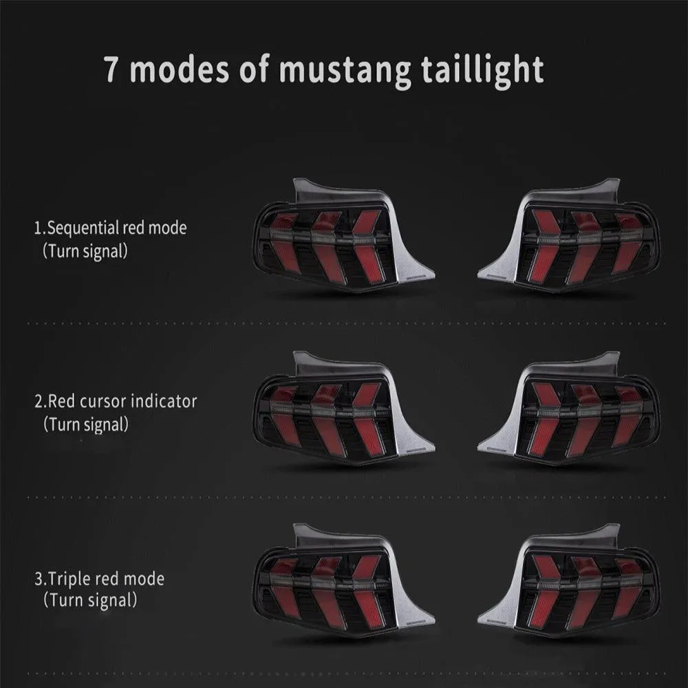 LED Tail Lights Assembly With 5 Modes Turn Signal 2 Modes Brake Lighting Smoked For 2010-2012 Ford Mustang 5th Gen (S-197 II) Pre-Facelift