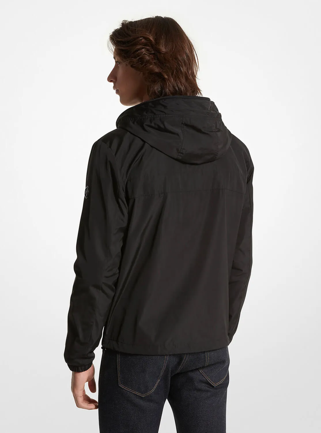 Michael Kors Logo Tape Woven Windbreaker, black