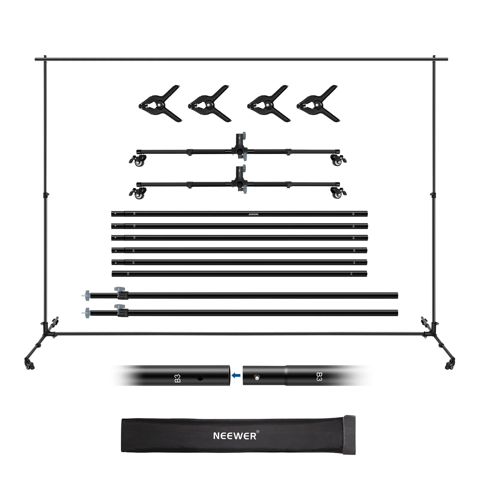 NEEWER NK-02 Upgraded 10x7ft Heavy Duty Backdrop Stand with Casters