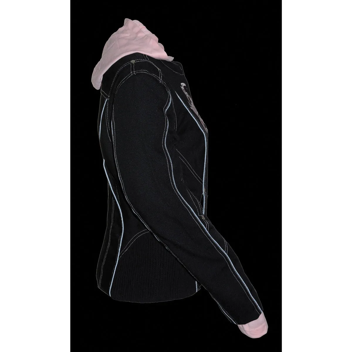 NexGen SH1966 Ladies Black and Pink 3/4 Jacket with Reflective Tribal and Hoodie