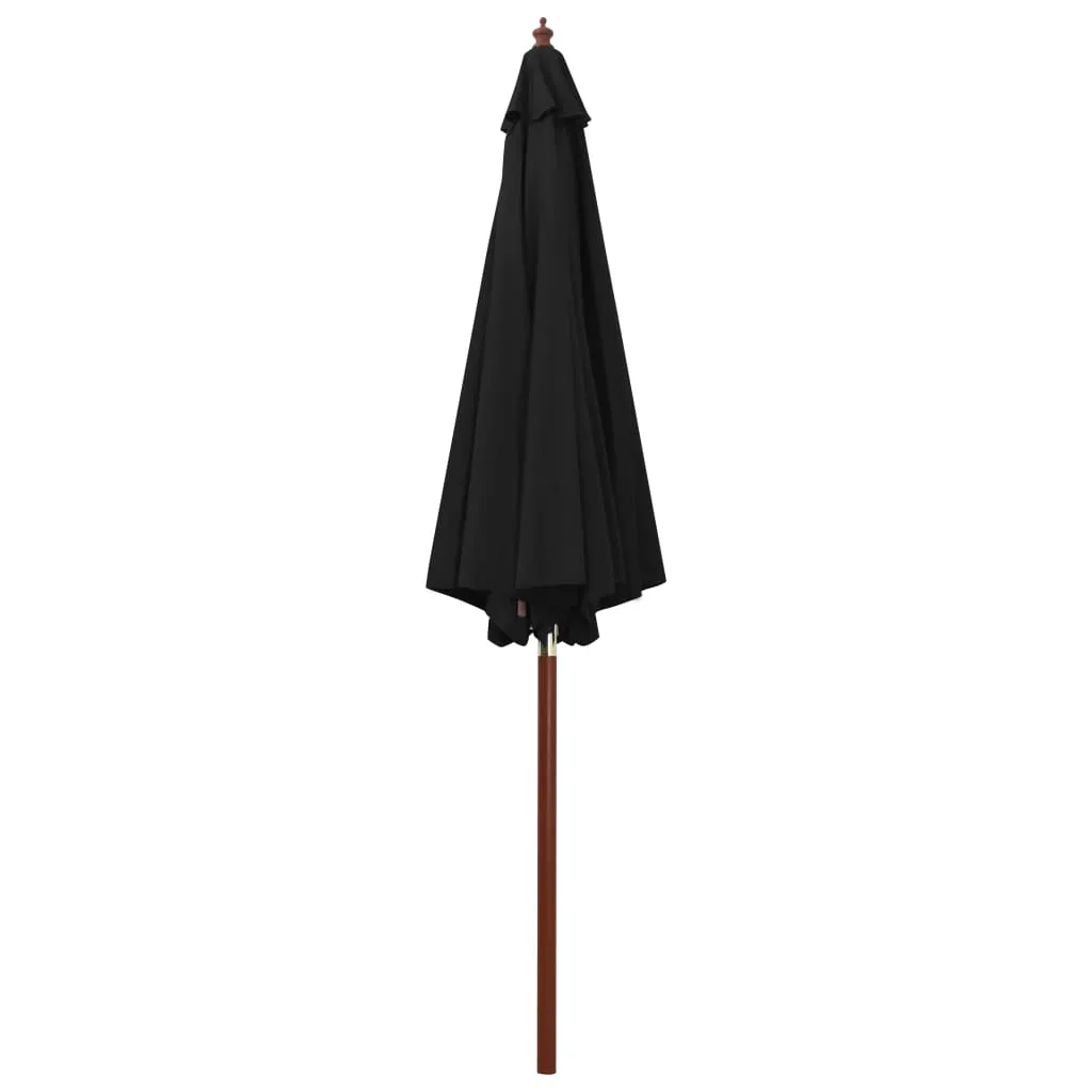 Parasol with Wooden Pole 300x258 cm Black