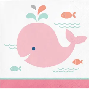 Pink Baby Whale Beverage Napkins (16ct)