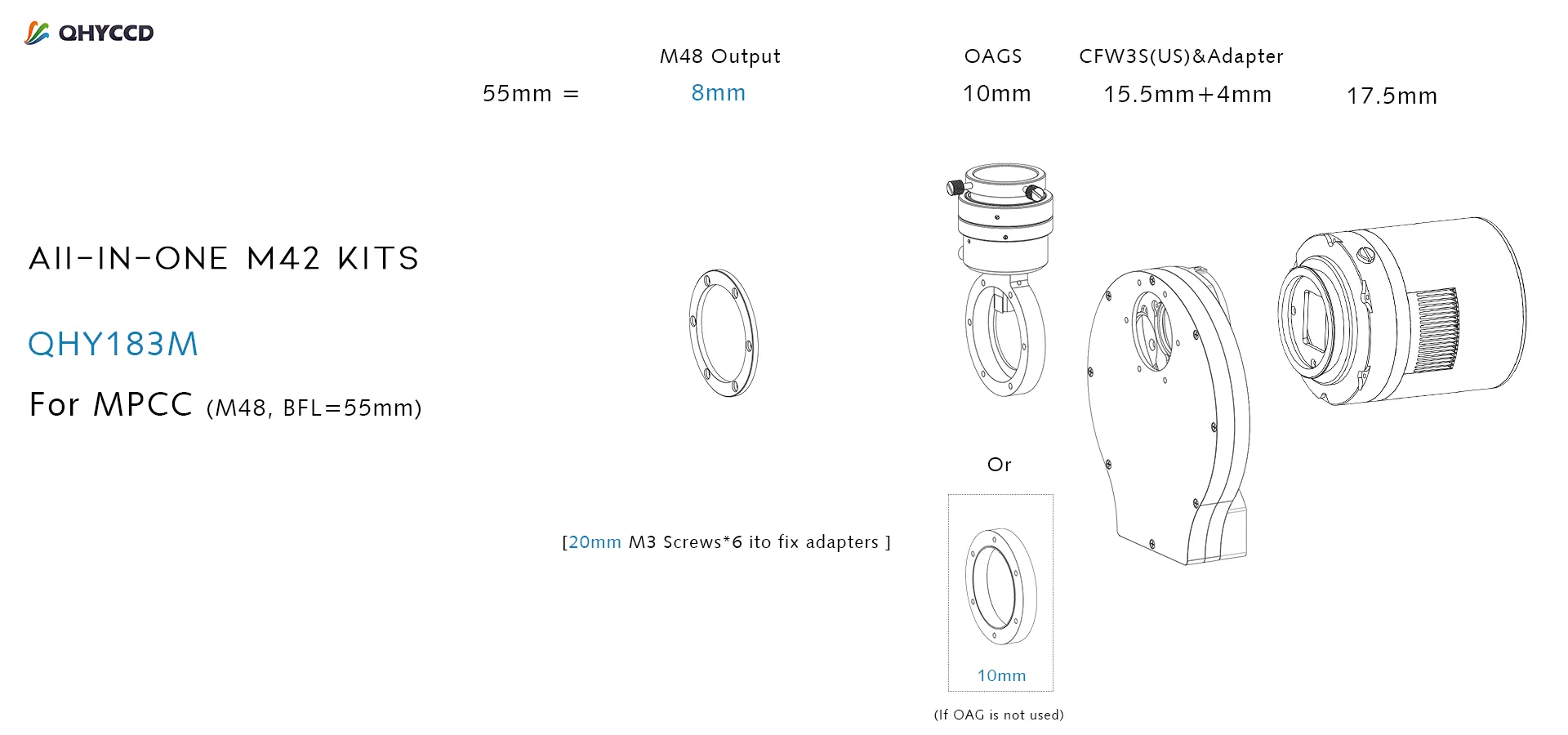 QHY Adapter Kit M42 All-In-One Kit for QHY183M