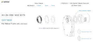 QHY Adapter Kit M42 All-In-One Kit for QHY183M