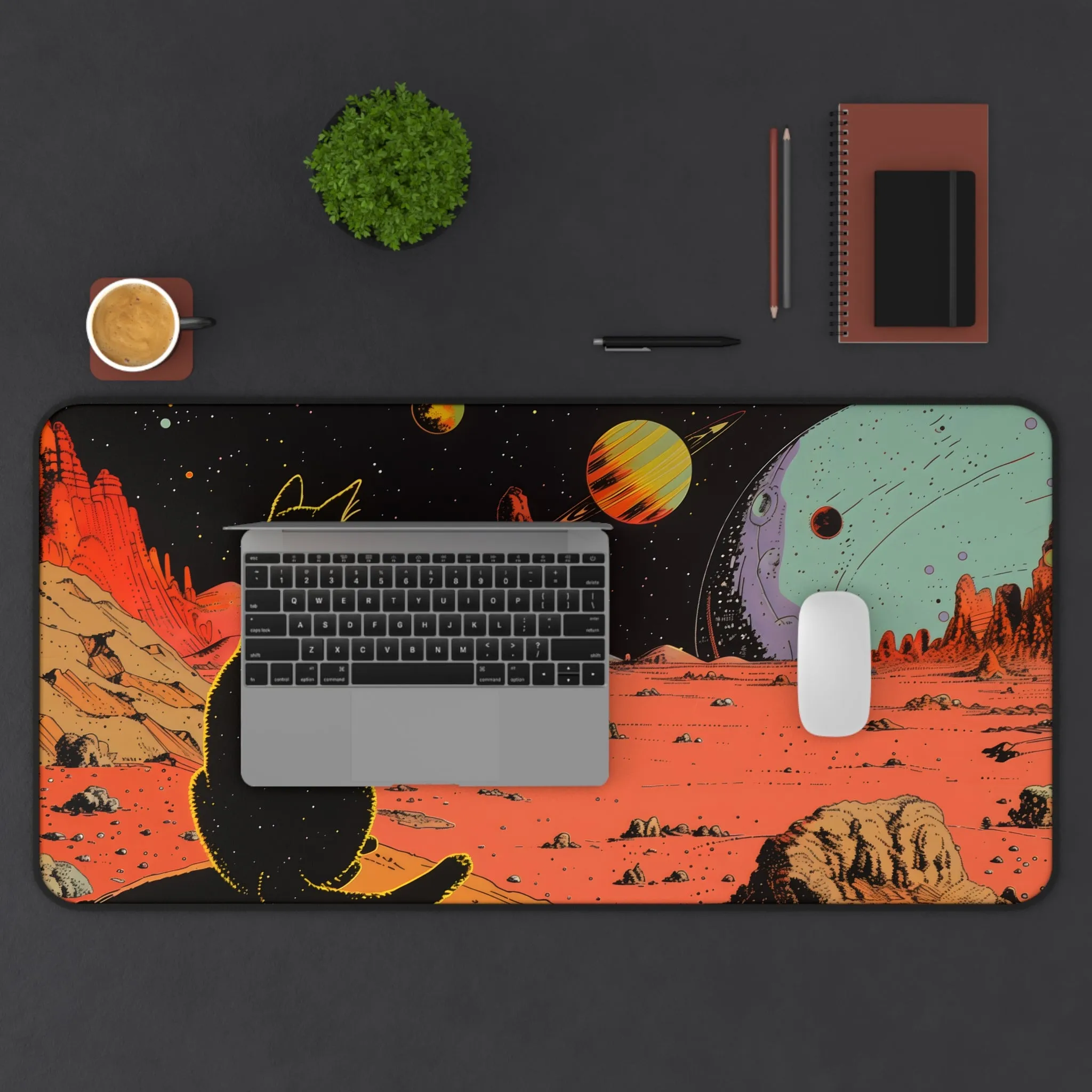 Retro Cat in Space Large Mouse Pad - 2 Sizes