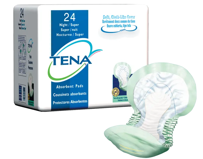 Tena 62718 Night Super Maximum Absorbency Pads With Wetness Indicator, Green