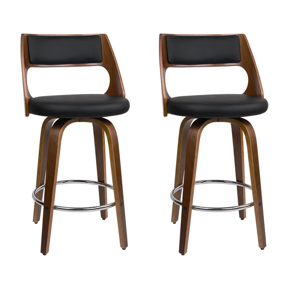 Two Bar Stools Swivel Leather Chair 76cm