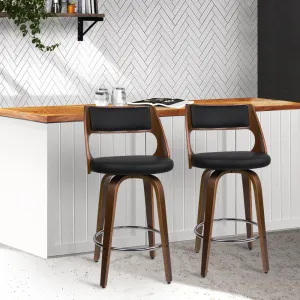 Two Bar Stools Swivel Leather Chair 76cm