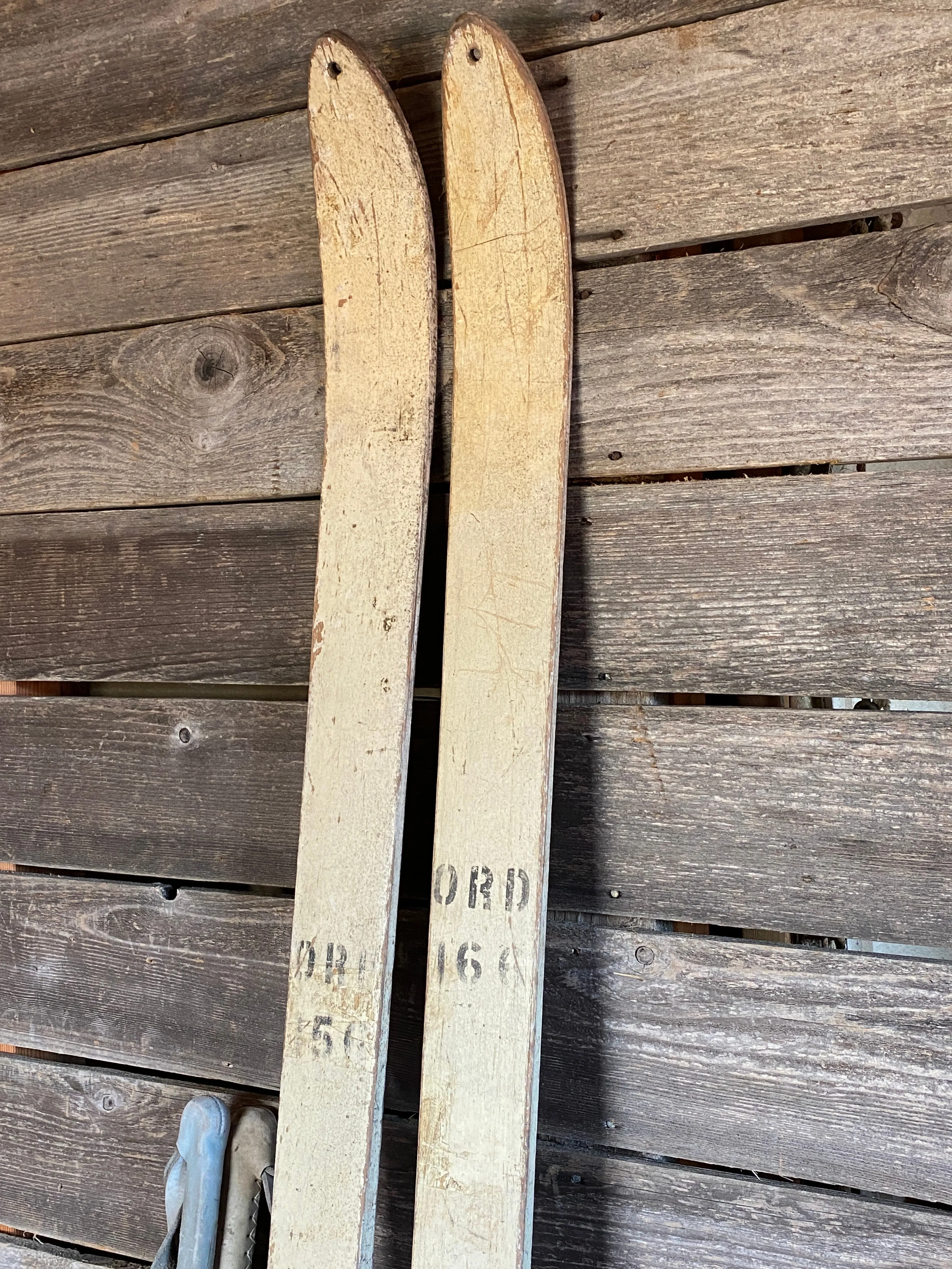 US Military 10th Mountain - Vintage Skis with Poles