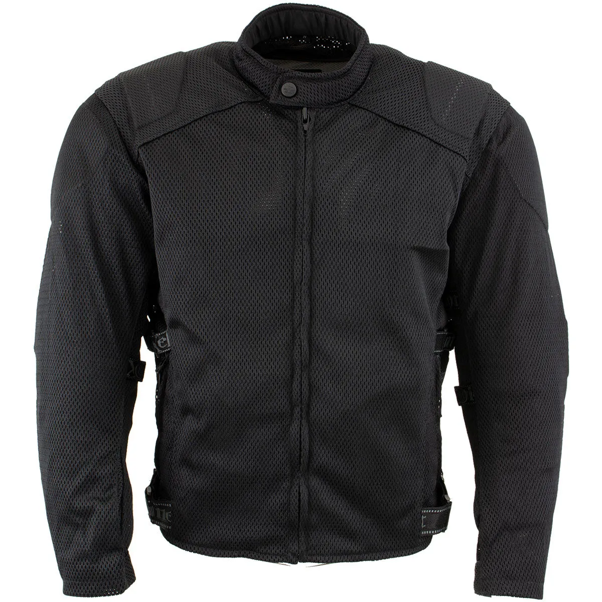 Xelement CF2157 Men's 'Caliber' Black Mesh Motorcycle Jacket with X-Armor Protection