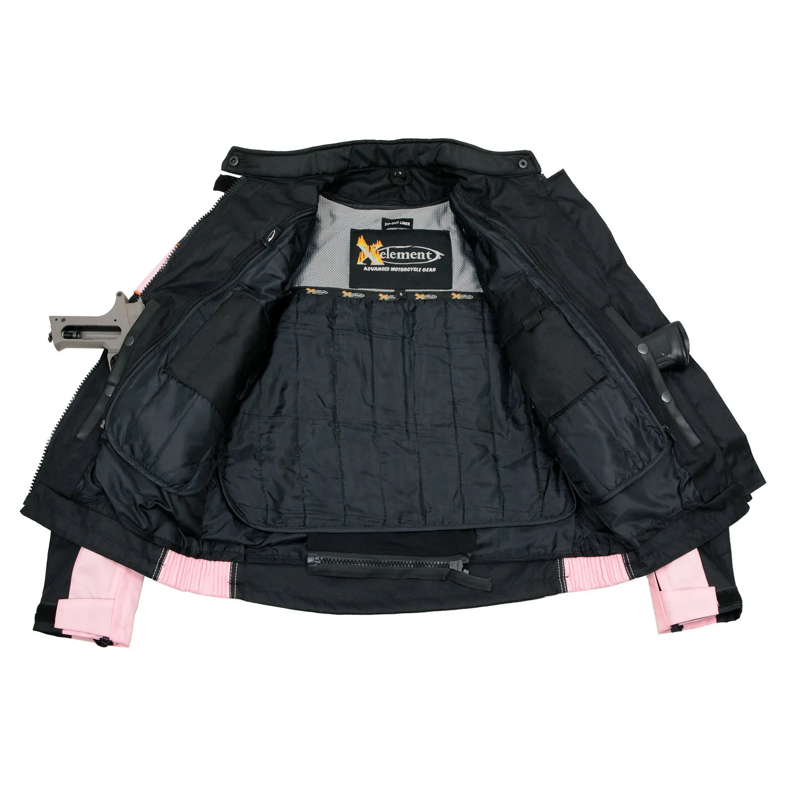 Xelement CF462 Women's 'Pinky' Black and Pink Tri-Tex Motorcycle