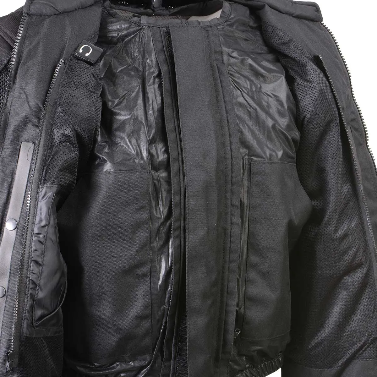 Xelement XS6557 Men's 'Troubled' Black All-Weather Mesh Motorcycle Biker Rider Jacket with X-Armor Protection